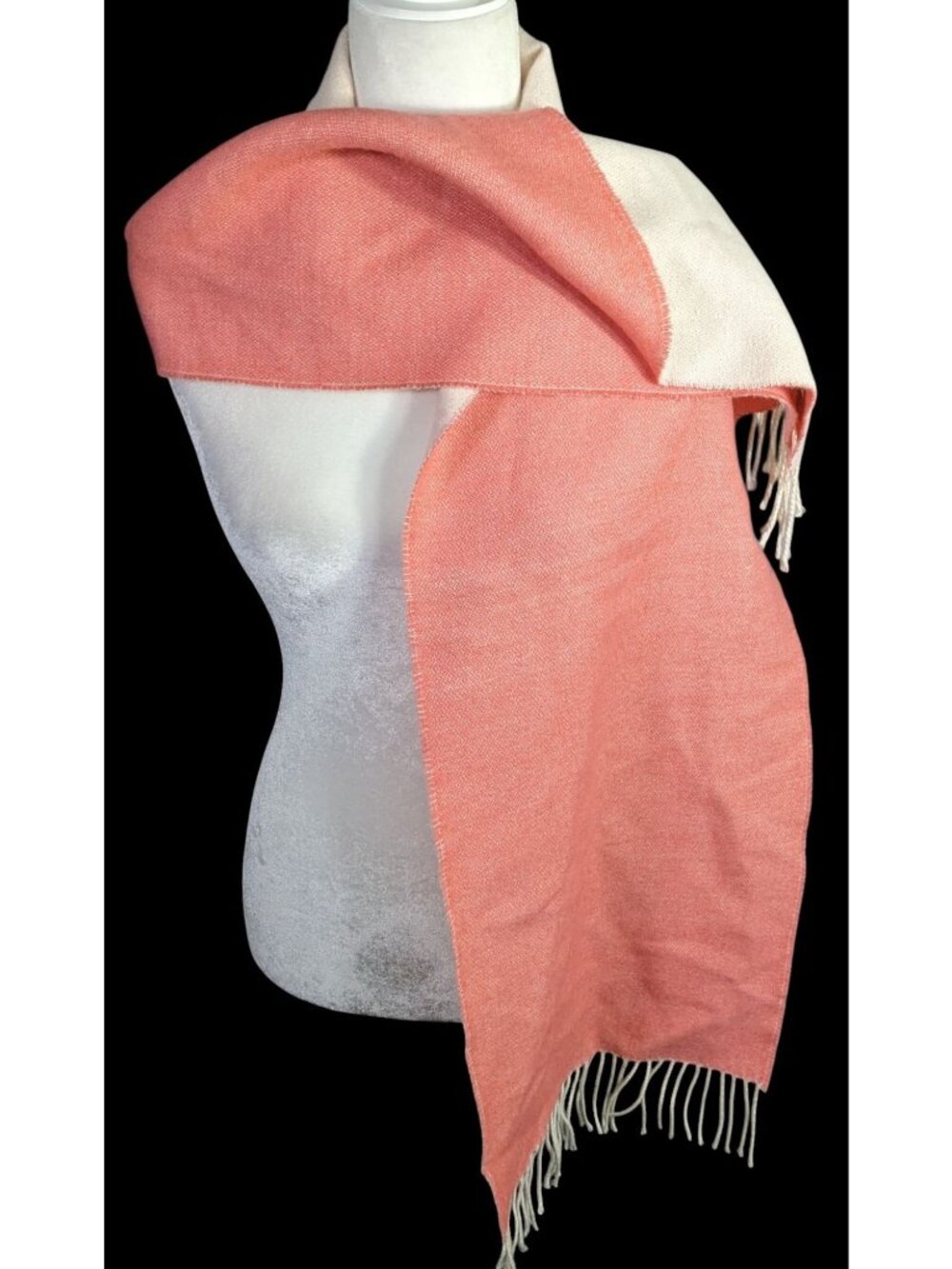 Simply Natural Designs Reversible Baby Alpaca Scarf Coral & White 65"x12" 3" Fri
